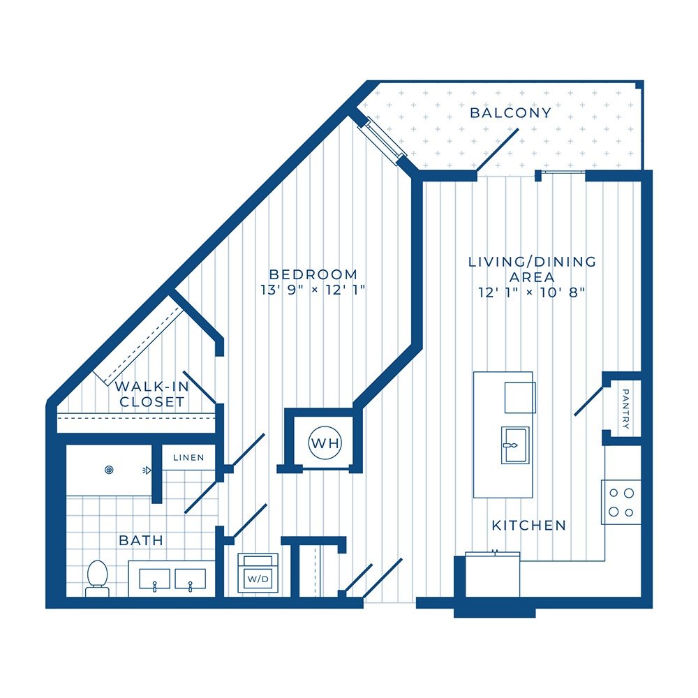 A2: 1 Bed 1 Bath floor plan